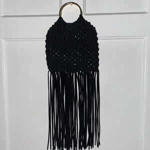 FARM RIO Black Woven Fringe Bag NWOT